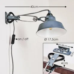 hofstein Appliques|Applique murale Luven Gris, 1 lumière