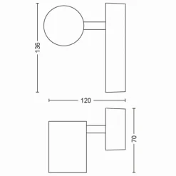 Applique murale Philips Hue White Amb. Adore LED Blanc, 1 lumière, Télécommandes