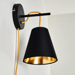 hofstein Appliques|Applique murale Saillon Noir, 1 lumière