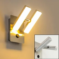 Luminaires Leuchten Direkt Appliques|Applique murale Sakami LED Nickel mat, 2 lumières