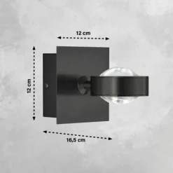 SCHÖNER WOHNEN-Kollektion Appliques|Applique murale Lense LED Noir, 1 lumière