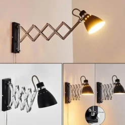 hofstein Appliques|Applique murale Stranderott Chrome, Noir, 1 lumière