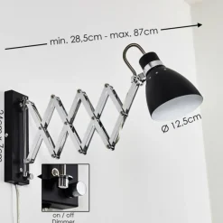 hofstein Appliques|Applique murale Stranderott Chrome, Noir, 1 lumière