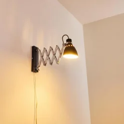 hofstein Appliques|Applique murale Stranderott Chrome, Noir, 1 lumière