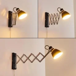 hofstein Appliques|Applique murale Stranderott Chrome, Noir, 1 lumière