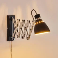 hofstein Appliques|Applique murale Stranderott Chrome, Noir, 1 lumière
