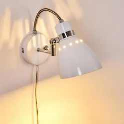 hofstein Appliques|Applique murale Stranderott Chrome, Blanc, 1 lumière