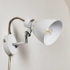 hofstein Appliques|Applique murale Stranderott Chrome, Blanc, 1 lumière