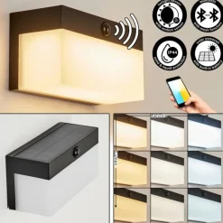 applique solaire Malalhue LED Noir, 1 lumière, Détecteur de mouvement