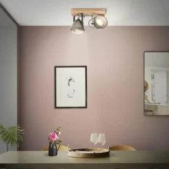 Luminaires Brilliant Spots Et Projecteurs|Barre de spots Brilliant Carmen Wood Acier inoxydable, 2 lumières