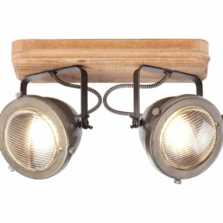 Luminaires Brilliant Spots Et Projecteurs|Barre de spots Brilliant Carmen Wood Acier inoxydable, 2 lumières