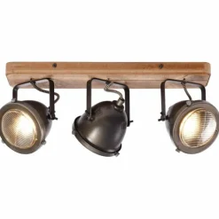 Luminaires Brilliant Spots Et Projecteurs|Barre de spots Brilliant Carmen Wood Acier inoxydable, 3 lumières