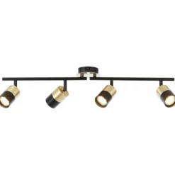 Luminaires Brilliant Spots Et Projecteurs|Barre de spots Brilliant Maribel Laiton, Noir, 4 lumières