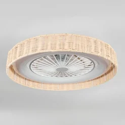 Benasal Plafonnier, Ventilateur de plafond lumineux Écru, Blanc, 1 lumière, Télécommandes