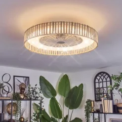 Benasal Plafonnier, Ventilateur de plafond lumineux Écru, Blanc, 1 lumière, Télécommandes