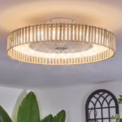 Benasal Plafonnier, Ventilateur de plafond lumineux Écru, Blanc, 1 lumière, Télécommandes