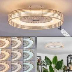 Benasal Plafonnier, Ventilateur de plafond lumineux Écru, Blanc, 1 lumière, Télécommandes