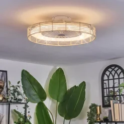 Benasal Plafonnier, Ventilateur de plafond lumineux Écru, Blanc, 1 lumière, Télécommandes