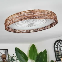 Benasal Plafonnier, Ventilateur de plafond lumineux Écru, Blanc, 1 lumière, Télécommandes