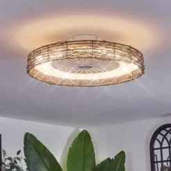 Benasal Plafonnier, Ventilateur de plafond lumineux Écru, Blanc, 1 lumière, Télécommandes