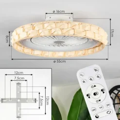Benasal Plafonnier, Ventilateur de plafond lumineux LED Blanc, 1 lumière, Télécommandes