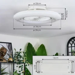 Benesal Plafonnier, Ventilateur de plafond lumineux LED Blanc, 1 lumière, Télécommandes