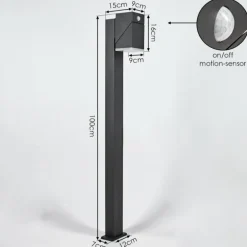 Borne lumineuse Toogong LED Anthracite, 1 lumière, Détecteur de mouvement