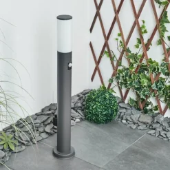 Borne lumineuse Caserta Anthracite, 1 lumière, Détecteur de mouvement