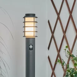 Borne lumineuse Caserta Anthracite, 1 lumière, Détecteur de mouvement