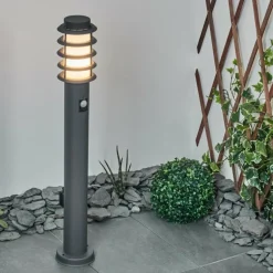 Borne lumineuse Caserta Anthracite, 1 lumière, Détecteur de mouvement