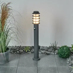 Borne lumineuse Caserta Anthracite, 1 lumière, Détecteur de mouvement