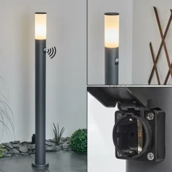 Borne lumineuse Caserta Anthracite, 1 lumière, Détecteur de mouvement