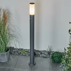 Borne lumineuse Caserta Anthracite, 1 lumière, Détecteur de mouvement