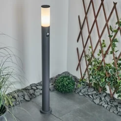 Borne lumineuse Caserta Anthracite, 1 lumière, Détecteur de mouvement
