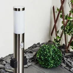 Borne lumineuse Gaborone LED Nickel mat, 1 lumière, Détecteur de mouvement