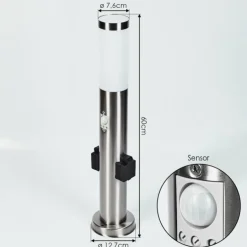 Borne lumineuse Gaborone LED Nickel mat, 1 lumière, Détecteur de mouvement