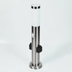 Borne lumineuse Gaborone LED Nickel mat, 1 lumière, Détecteur de mouvement