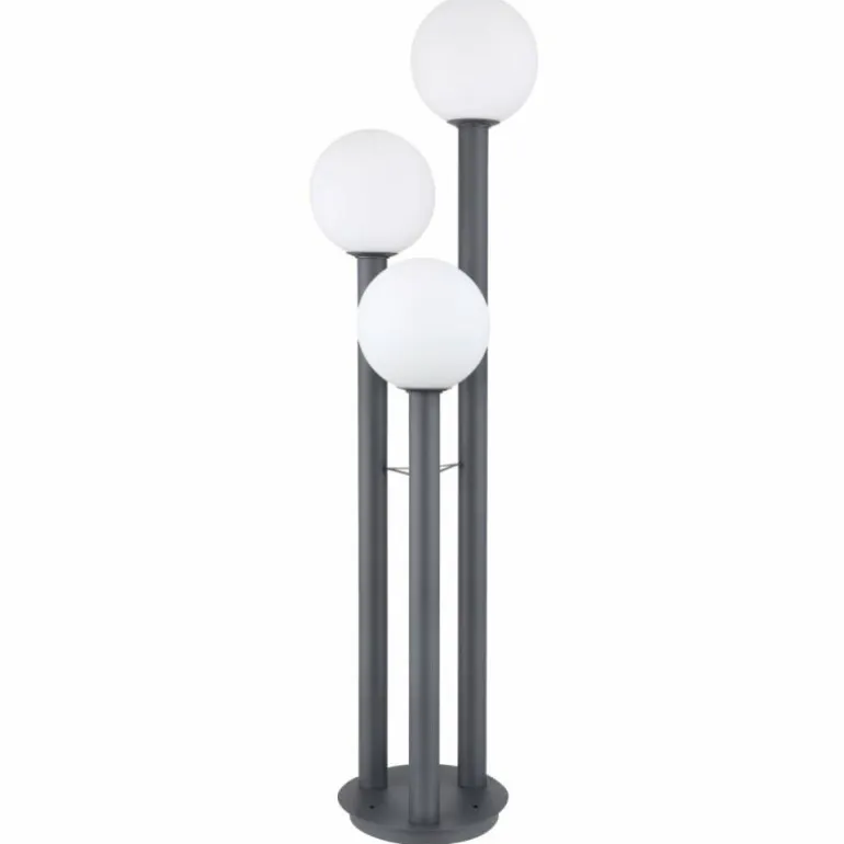 Borne lumineuse Globo LAURA Anthracite, Acier inoxydable, 3 lumières