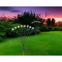 Borne lumineuse Globo SOLAR LED Acier inoxydable, Noir, 8 lumières