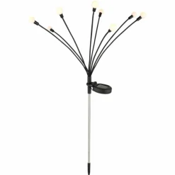 Borne lumineuse Globo SOLAR LED Acier inoxydable, Noir, 8 lumières