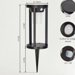 Borne lumineuse Lokpano LED Noir, 1 lumière, Détecteur de mouvement