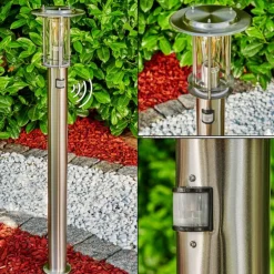 Borne lumineuse Mulo Acier inoxydable, 1 lumière, Détecteur de mouvement