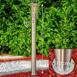 Borne lumineuse Mulo Acier inoxydable, 1 lumière, Détecteur de mouvement