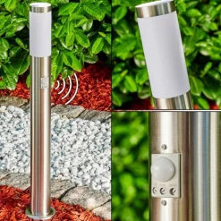 Borne lumineuse Norburg Acier inoxydable, 1 lumière, Détecteur de mouvement