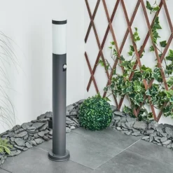 Borne lumineuse Sessa Anthracite, 1 lumière, Détecteur de mouvement