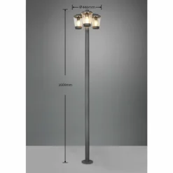 Borne lumineuse Trio-Leuchten Cavado Anthracite, 3 lumières