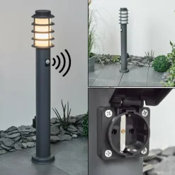 Borne lumineuse Tunes Anthracite, 1 lumière, Détecteur de mouvement