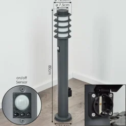 Borne lumineuse Tunes Anthracite, 1 lumière, Détecteur de mouvement