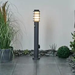 Borne lumineuse Tunes Anthracite, 1 lumière, Détecteur de mouvement