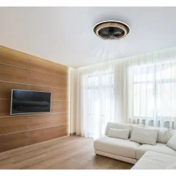 Bozan Ventilateur de plafond lumineux Luminaires Globo Lighting LED Écru, Noir, 1 lumière, Télécommandes